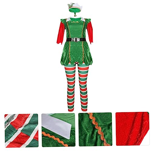 MOBUTOFU Weihnachtliches Damenkleid Elfenkostüm Für Weihnachten Festliches Outfit Für Halloween Und Karneval Elegantes Midikleid Mit Rundhalsausschnitt Ideal Für Feiern Und von MOBUTOFU