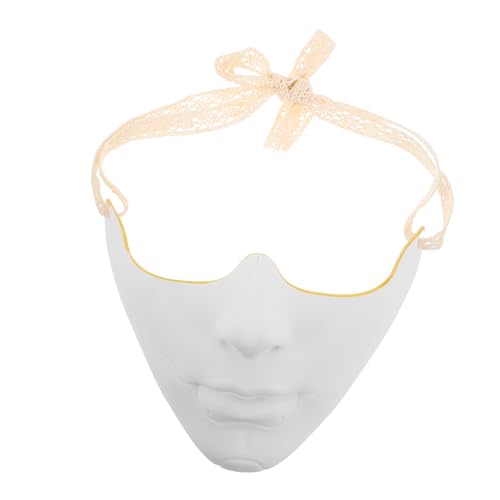 MOBUTOFU untere Gesichtsmaske Halloween-Maske Cosplay-halbe Gesichtsmaske Gruselmasken für Erwachsene Maskerade-Accessoires für Frauen Cosplay-Maske Partyzubehör Karnevalsmaske Plastik Weiß von MOBUTOFU