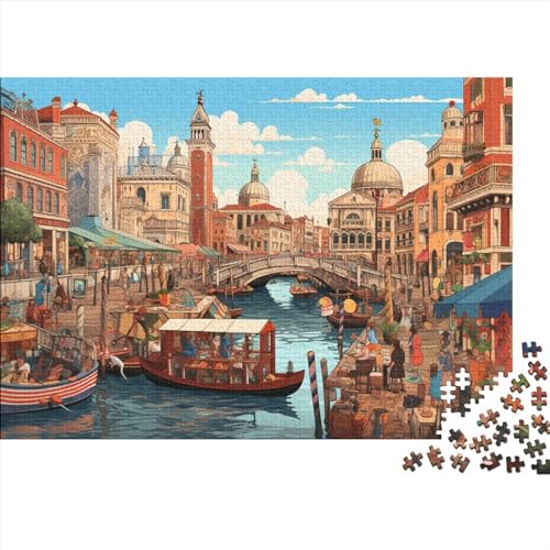 1000 Stück Puzzles Für Erwachsene Teenager Venedig Stress Abbauen Familien-Puzzlespiel Mit Poster in Voller Größe 1000-teiliges Puzzle Lernspiel Geschenk 1000pcs (75x50cm) von MOBYAT