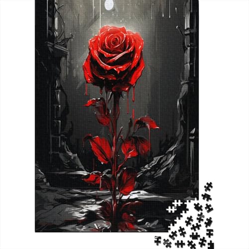 1000 Teile Hölzern Puzzle - Rote Rose (1) - 1000 Teile Puzzle Für Erwachsene Ab 14 Jahren 1000pcs (75x50cm) von MOBYAT