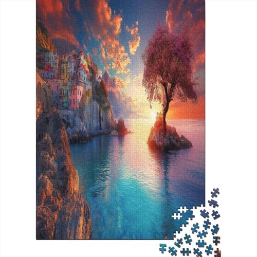 1000 Teile Hölzern Puzzle - Sonnenuntergang am Hafen - 1000 Teile Puzzle Für Erwachsene Ab 14 Jahren 1000pcs (75x50cm) von MOBYAT