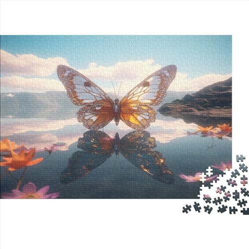 2023 Hölzern Puzzle Abstract Butterfly, Familienurlaub-Puzzle 1000 Teile Puzzles, 3D Effect Puzzles,Hausdekoration, Erwachsene von MOBYAT