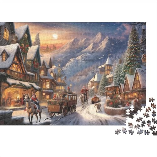 2023 Hölzern Puzzle Christmas Scenes, Familienurlaub-Puzzle 500 Teile Puzzles, Gift Puzzles,Hausdekoration, Erwachsene von MOBYAT