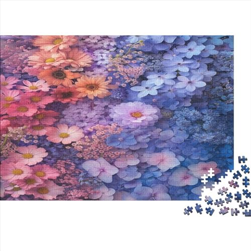 2023 Hölzern Puzzle Colorful Flowers, Familienurlaub-Puzzle 500 Teile Puzzles, Minimalism Puzzles,Hausdekoration, Erwachsene von MOBYAT