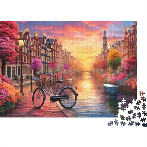 2023 Hölzern Puzzle Fahrräder in Amsterdam, Familienurlaub-Puzzle 1000 Teile Puzzles, Wunderschöne Kunst Puzzles,Hausdekoration, Erwachsene von MOBYAT