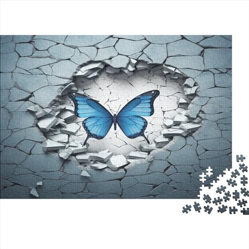 2023 Hölzern Puzzle Schmetterling mit 3D-Effekt, Familienurlaub-Puzzle 1000 Teile Puzzles, Tier Puzzles,Hausdekoration, Erwachsene von MOBYAT