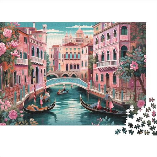 2023 Hölzern Puzzle Venedig, Familienurlaub-Puzzle 1000 Teile Puzzles, Bunte Bilder Puzzles,Hausdekoration, Erwachsene von MOBYAT