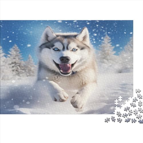 2024 Hölzern Puzzle Husky, Familienurlaub-Puzzle 1000 Teile Puzzles, Puzzles,HausdekoRatteion, Erwachsene von MOBYAT