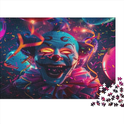 500 Stück Puzzles Für Erwachsene Teenager lustige Clown-Neonmasken Stress Abbauen Familien-Puzzlespiel Mit Poster in Voller Größe 500-teiliges Puzzle Lernspiel Geschenk 500pcs (52x38cm) von MOBYAT