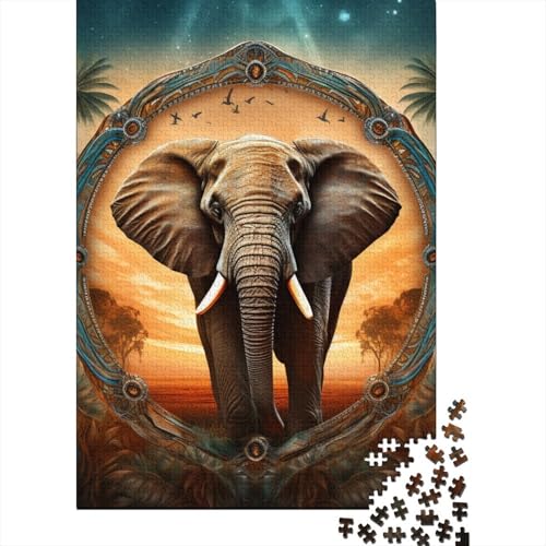 Elefanten 1000 Stück Puzzles Für Erwachsene Teenager Stress Abbauen Familien-Puzzlespiel Mit Poster in 1000-teiliges Puzzle Lernspiel Spielzeug Geschenk Puzzel 1000pcs (75x50cm) von MOBYAT