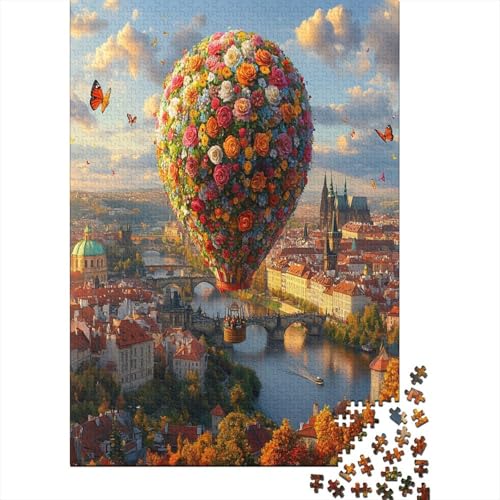 Heißluftballon 1000 Stück Puzzles Für Erwachsene Teenager Stress Abbauen Familien-Puzzlespiel Mit Poster in 1000-teiliges Puzzle Lernspiel Spielzeug Geschenk Puzzel 1000pcs (75x50cm) von MOBYAT