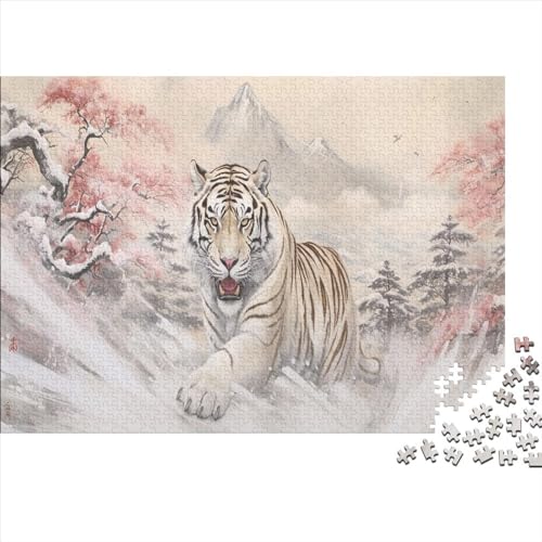 Hölzern Animal Puzzle, 300 Hölzern Puzzle Teile Im Adventskalender 2023, Geschenke Für Jungen, Mädchen, Familie Und Freunde Zu Weihnachten(Lovely Tiger) von MOBYAT