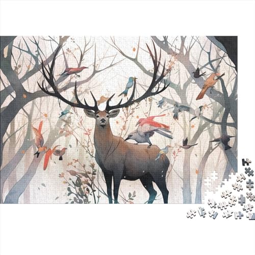 Hölzern Hirschmotiv Puzzle, 300 Hölzern Puzzle Teile Im Adventskalender 2023, Geschenke Für Jungen, Mädchen, Familie Und Freunde Zu Weihnachten(Magischer Hirsch) von MOBYAT