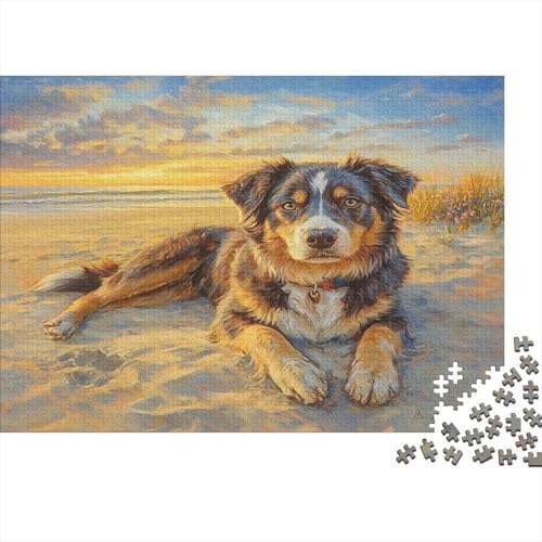 Hölzern Puzzle, 1000 Hölzern Puzzle Teile Im Adventskalender 2023, Geschenke Für Jungen, Mädchen, Familie Und Freunde Zu Weihnachten(Australian Shepherd) von MOBYAT