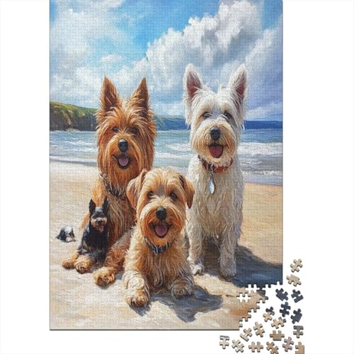 Hölzern Puzzle, 1000 Hölzern Puzzle Teile Im Adventskalender 2023, Geschenke Für Jungen, Mädchen, Familie Und Freunde Zu Weihnachten(West Highland Weißer Terrier) von MOBYAT