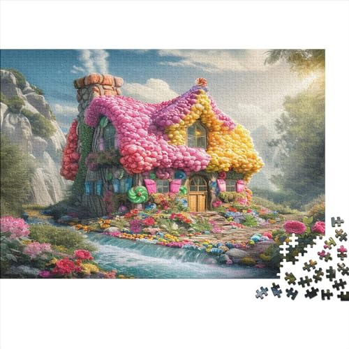 Hölzern Puzzle, 300 Hölzern Puzzle Teile Im Adventskalender 2023, Geschenke Für Jungen, Mädchen, Familie Und Freunde Zu Weihnachten(Buntes Süßigkeitenhaus) von MOBYAT