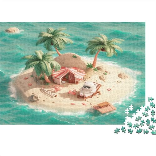 Hölzern Puzzle, 500 Hölzern Puzzle Teile Im Adventskalender 2023, Geschenke Für Jungen, Mädchen, Familie Und Freunde Zu Weihnachten(Charming Island) von MOBYAT