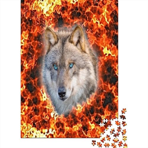 Hölzern Puzzle 1000 Teile 3D Fire Wolf - Farbenfrohes Puzzle Für Erwachsene in Bewährter Qualität () 1000pcs (75x50cm) von MOBYAT