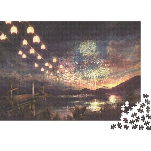 Hölzern Puzzle 2023, Adventskalender Puzzle 1000 Hölzern Teile Weihnachtskalender 2023 Männer Frauen Geschenke Jigsaw Puzzle Adventskalender Geschenke - Brillantes Feuerwerk von MOBYAT