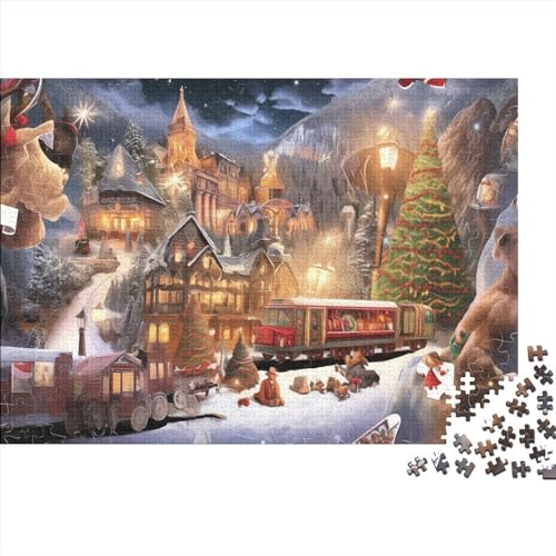 Hölzern Puzzle 2023, Adventskalender Puzzle 500 Hölzern Teile Weihnachtskalender 2023 Männer Frauen Geschenke Jigsaw Puzzle Adventskalender Geschenke - Christmas Scenes von MOBYAT