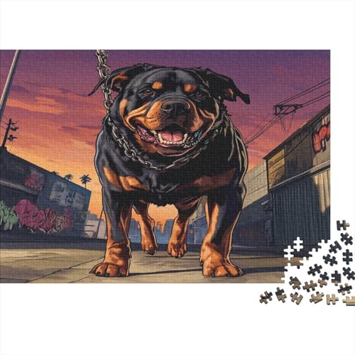 Hölzern Puzzle 2024, Adventskalender Puzzle 1000 Hölzern Teile Weihnachtskalender 2023 Männer Frauen Geschenke Jigsaw Puzzle Adventskalender Geschenke - Rottweiler von MOBYAT