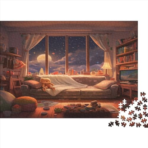 Hölzern Puzzle 300 Teile Cozy Living Room - Farbenfrohes Puzzle Für Erwachsene in Bewährter Qualität () 300pcs (40x28cm) von MOBYAT