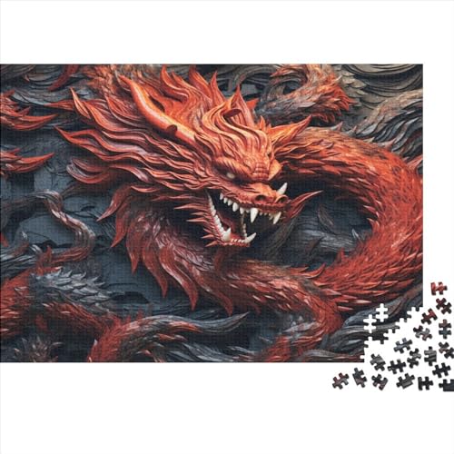 Hölzern Puzzle 300 Teile Dragon - Farbenfrohes Puzzle Für Erwachsene in Bewährter Qualität (Fantasy) 300pcs (40x28cm) von MOBYAT