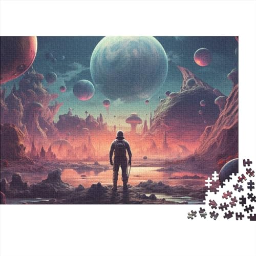 Hölzern Puzzle 300 Teile Planet - Farbenfrohes Puzzle Für Erwachsene in Bewährter Qualität (Astronaut) 300pcs (40x28cm) von MOBYAT