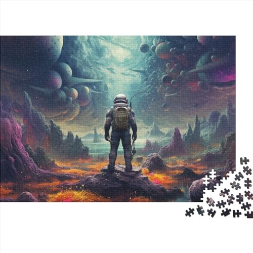 Hölzern Puzzle 300 Teile Planet - Farbenfrohes Puzzle Für Erwachsene in Bewährter Qualität (Astronaut) 300pcs (40x28cm) von MOBYAT