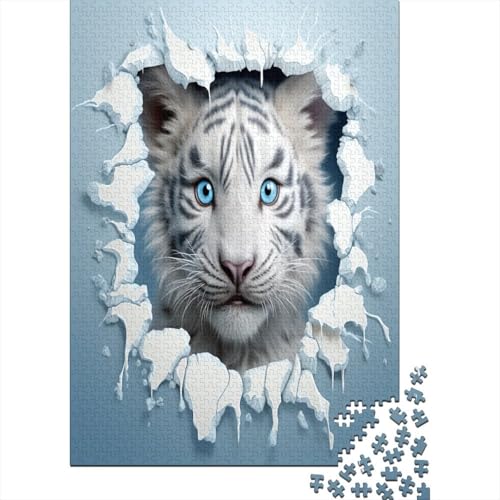 Hölzern Puzzle 3D Cartoon Tiere und Tiger 1000 Piece Puzzle for Adults, Puzzle with 1000pcs (75x50cm) von MOBYAT