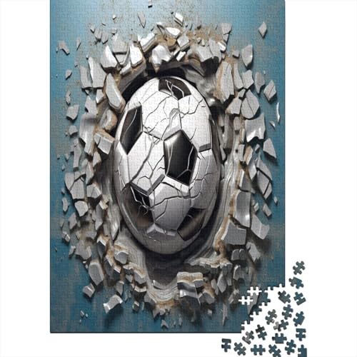 Hölzern Puzzle - 3D Fußball Soccer (17) - 1000 Teile Puzzle Für Erwachsene, Holzpuzzle Mit 1000pcs (75x50cm) von MOBYAT