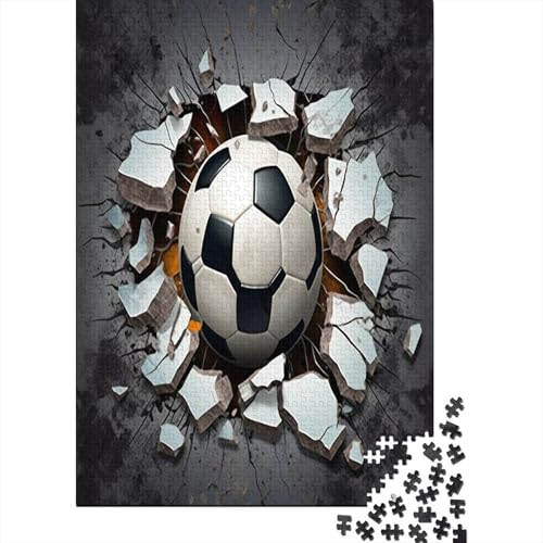 Hölzern Puzzle - 3D Fußball Soccer - 1000 Teile Puzzle Für Erwachsene, Holzpuzzle Mit 1000pcs (75x50cm) von MOBYAT