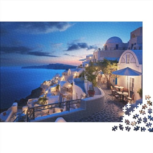 Hölzern Puzzle 500 Teile Abend auf Santorini - Farbenfrohes Puzzle Für Erwachsene in Bewährter Qualität (Griechenland) 500pcs (52x38cm) von MOBYAT