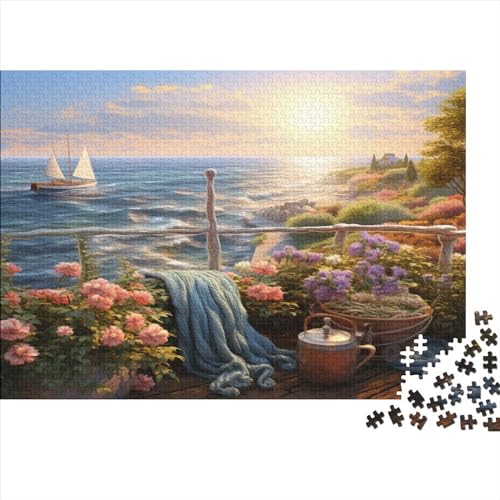 Hölzern Puzzle 500 Teile Sonnenuntergang über dem Hafen (2) - Farbenfrohes Puzzle Für Erwachsene in Bewährter Qualität () 500pcs (52x38cm) von MOBYAT