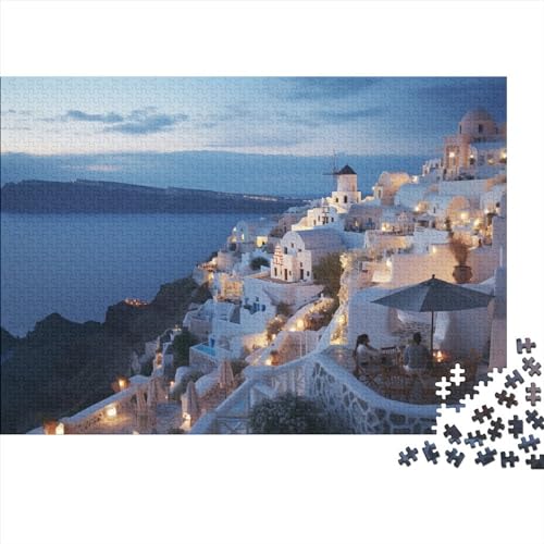 Hölzern Puzzle - Abend auf Santorini - 300 Teile Puzzle Für Erwachsene, Holzpuzzle Mit Griechenland 300pcs (40x28cm) von MOBYAT