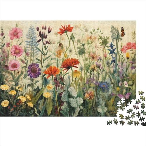 Hölzern Puzzle Blumen 1000 Piece Puzzle for Adults and Children Aged 14 and Over, Puzzle with Butterfly 1000pcs (75x50cm) von MOBYAT