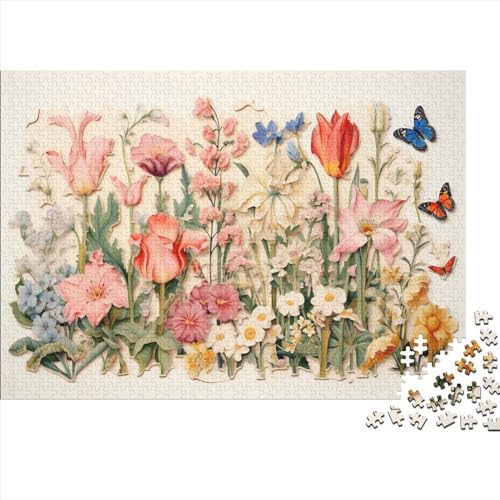 Hölzern Puzzle Blumen 1000 Piece Puzzle for Adults and Children Aged 14 and Over, Puzzle with Butterfly 1000pcs (75x50cm) von MOBYAT