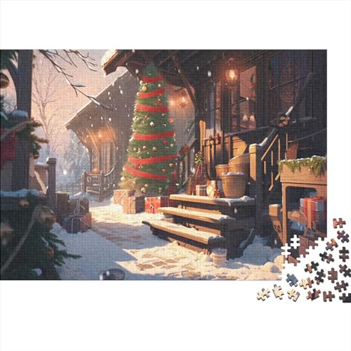 Hölzern Puzzle - Christmas Scenes - 1000 Teile Puzzle Für Erwachsene, Holzpuzzle Mit Gift 1000pcs (75x50cm) von MOBYAT