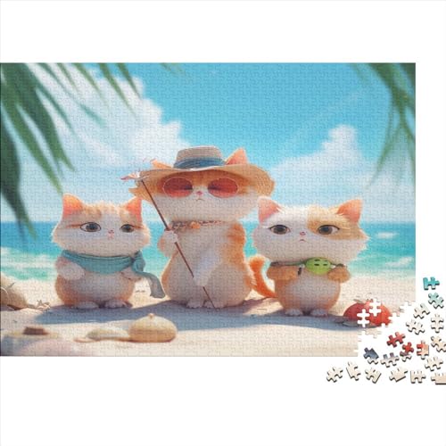 Hölzern Puzzle Cute Cat 300 Piece Puzzle for Adults and Children Aged 14 and Over, Puzzle with 300pcs (40x28cm) von MOBYAT