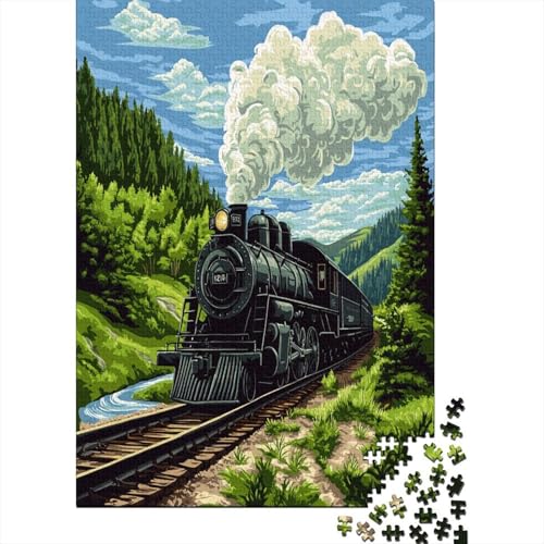 Hölzern Puzzle Dampfzug 1000 Piece Puzzle for Adults, Puzzle with 1000pcs (75x50cm) von MOBYAT