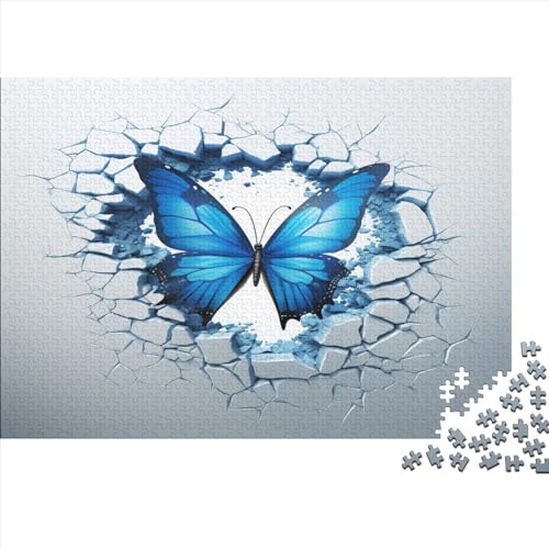 Hölzern Puzzle Schmetterling mit 3D-Effekt 300 Piece Puzzle for Adults and Children Aged 14 and Over, Puzzle with Tier 300pcs (40x28cm) von MOBYAT