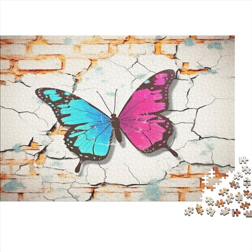 Hölzern Puzzle Schmetterling mit 3D-Effekt 300 Piece Puzzle for Adults and Children Aged 14 and Over, Puzzle with Tier 300pcs (40x28cm) von MOBYAT