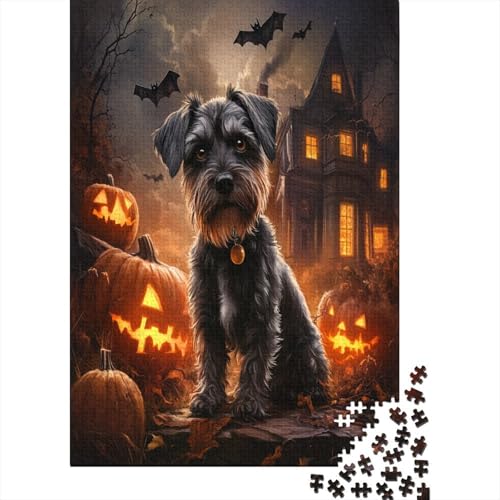 Hölzern Puzzle - Schnauzer - 1000 Teile Puzzle Für Erwachsene, Holzpuzzle Mit 1000pcs (75x50cm) von MOBYAT