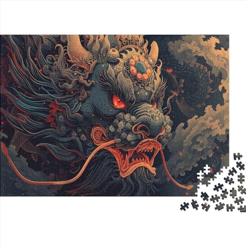 Hölzern Puzzle - freundlicher Drache - 500 Teile Puzzle Für Erwachsene, Holzpuzzle Mit 500pcs (52x38cm) von MOBYAT