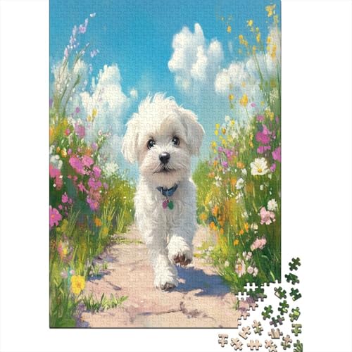 Hölzern Puzzle - maltesisch Hund - 1000 Teile Puzzle Für Erwachsene, Holzpuzzle Mit 1000pcs (75x50cm) von MOBYAT