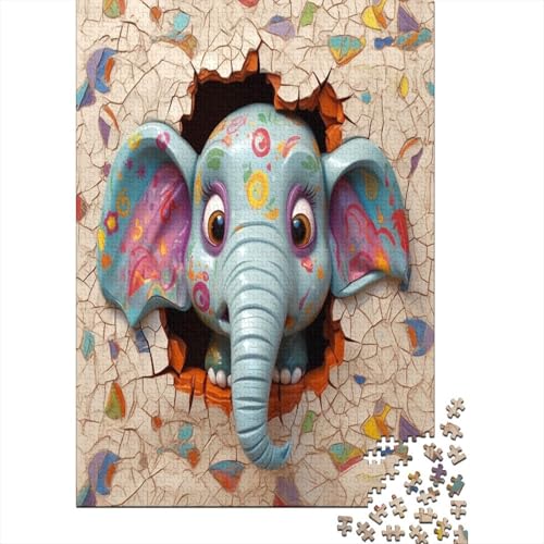 Puzzle 1000 Teile - Colorful 3D Elefanten - Puzzle Für Erwachsene, [Exklusiv] 1000pcs (75x50cm) - Holzpuzzle von MOBYAT