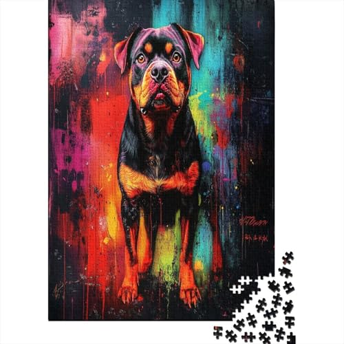 Rottweiler 1000 Stück Puzzles Für Erwachsene Teenager Stress Abbauen Familien-Puzzlespiel Mit Poster in 1000-teiliges Puzzle Lernspiel Spielzeug Geschenk Puzzel 1000pcs (75x50cm) von MOBYAT