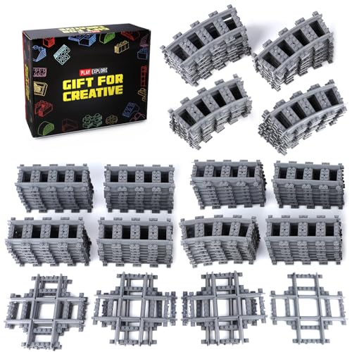 103pcs-City Train Tracks Extension Accessory Set, Compatible with Major City Train Sets 60205 60238, Railroad Building Toy for Kids, Gift for Train Enthusiasts-40 Curved 56 Straight 7 Crossing Rails von MOCBROPCS