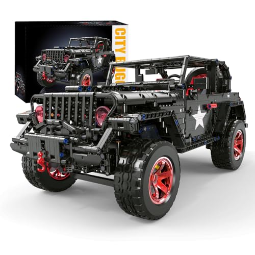 MOCBROPCS Technik Geländefahrzeug Bausteinspielzeug Offroad-Fahrzeug Wrangler Schwarzer Krieger Bausätze im Maßstab 1/8, Geschenk für Erwachsene und Teenager ab 14 Jahren (2272 Teile) von MOCBROPCS