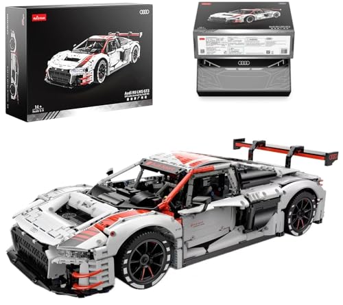 MOCSETS Technik Auto für Rastar Audi R8 LMS GT3, Modellauto-Bausatz im Maßstab 1:8, Klemmbausteine Auto aus 3314+ Teile (Mit Originalkarton) von MOCSETS